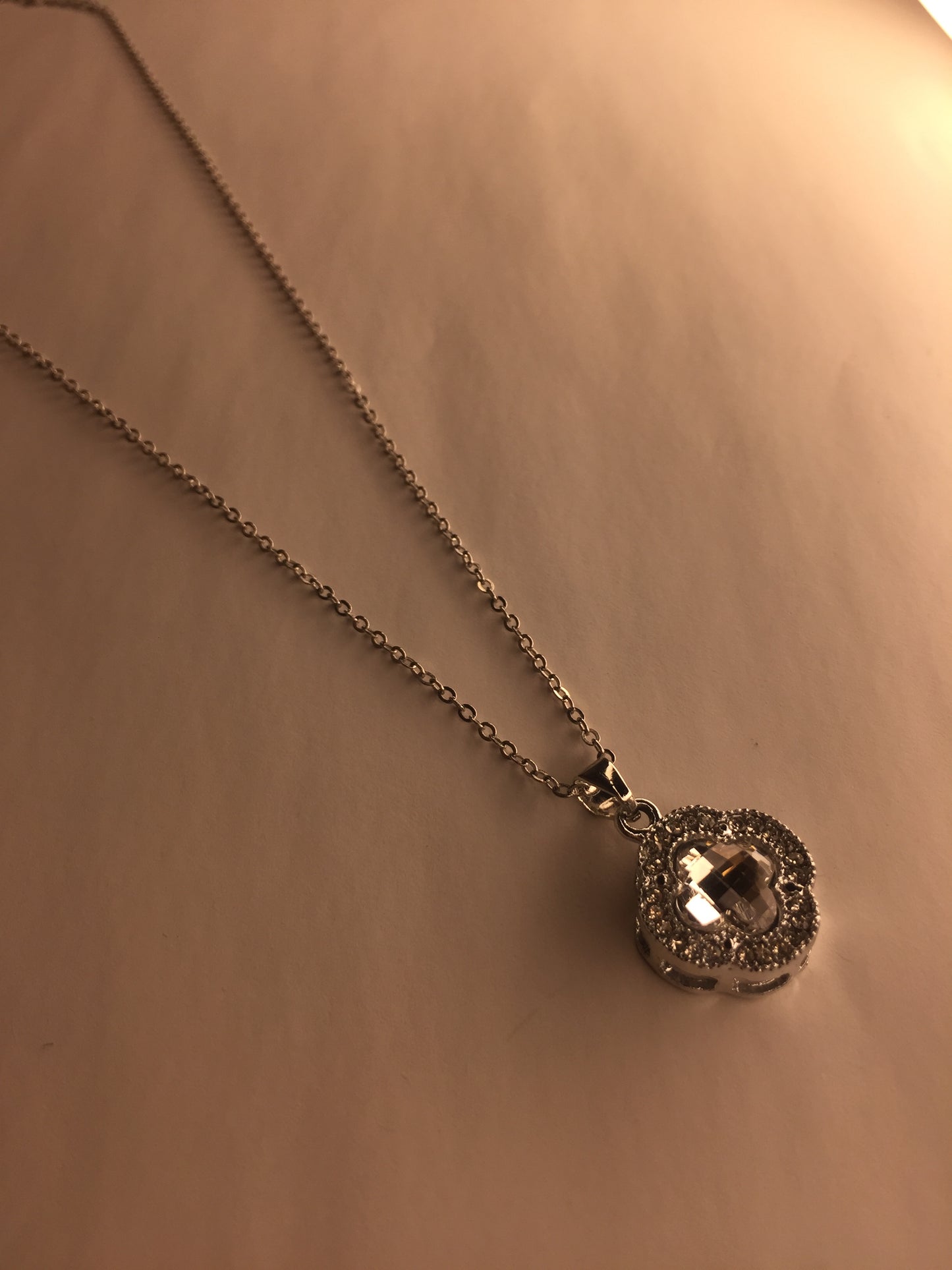 Elegant Clover Pendant Necklace with Crystal Accents