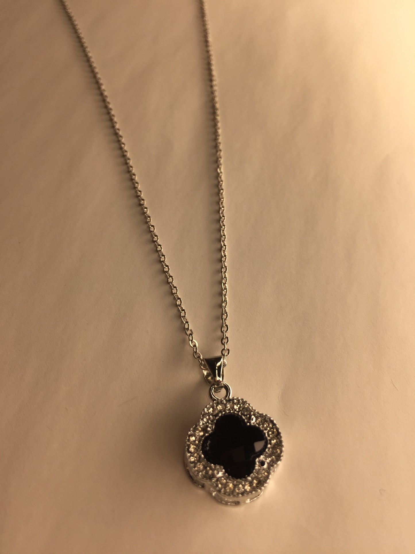 Elegant Clover Pendant Necklace with Crystal Accents