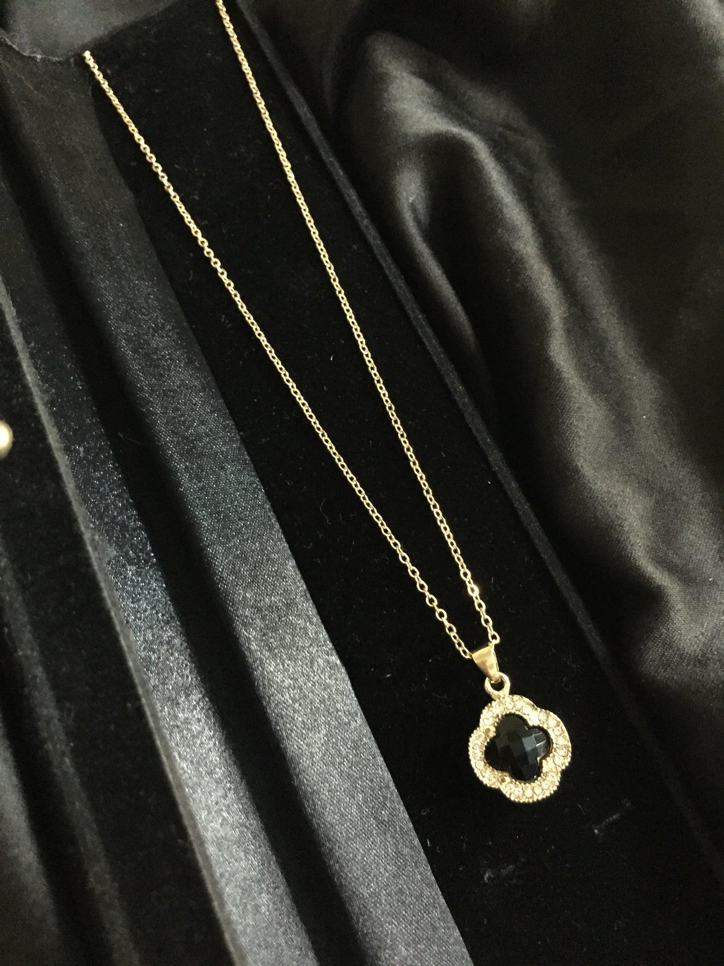 Elegant Clover Pendant Necklace with Crystal Accents