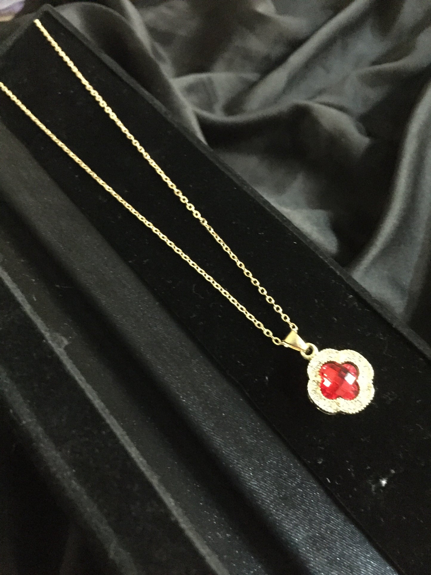 Elegant Clover Pendant Necklace with Crystal Accents