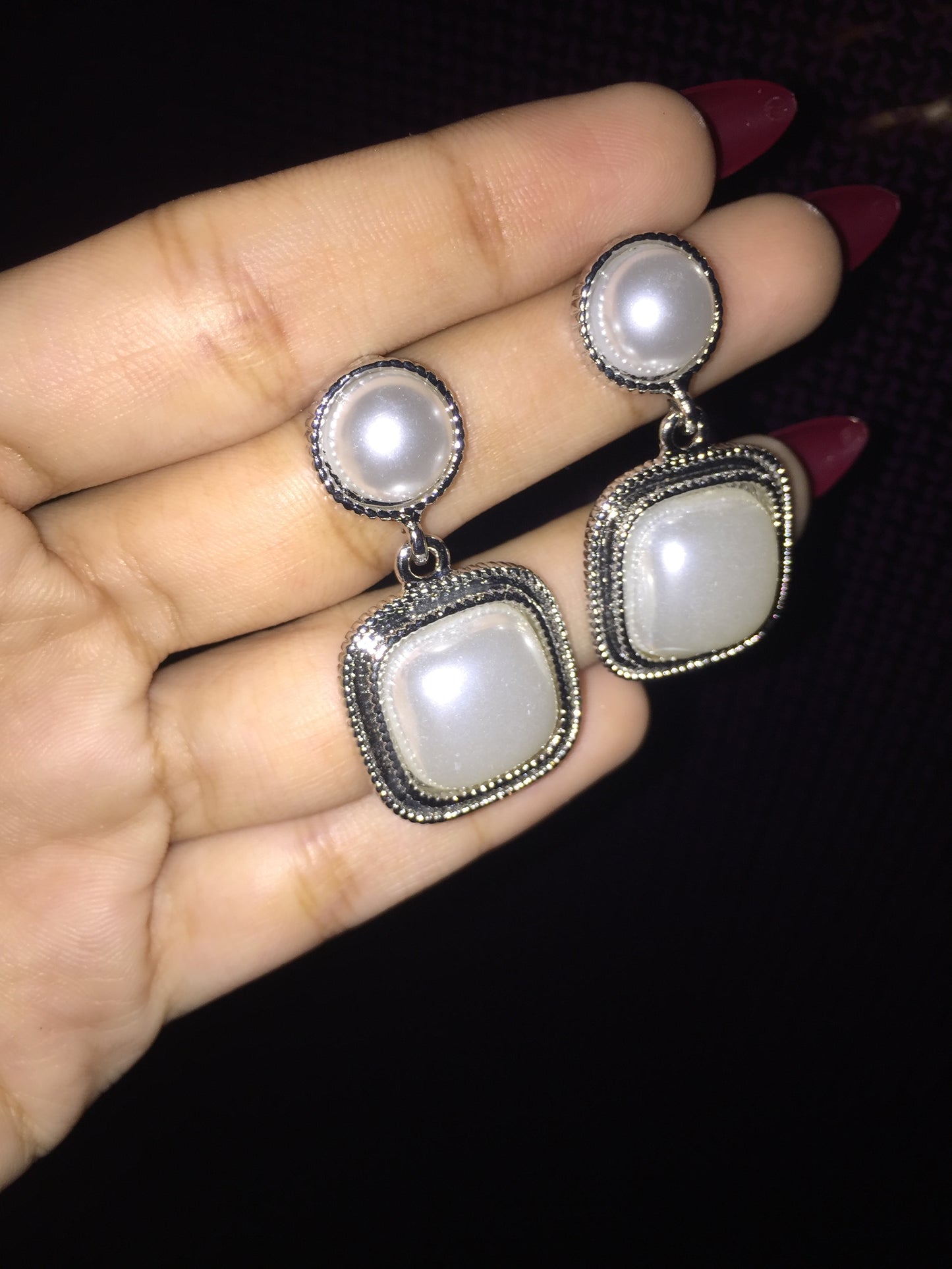 ✨ Classic Pearl & Stone Drop Earrings ✨
