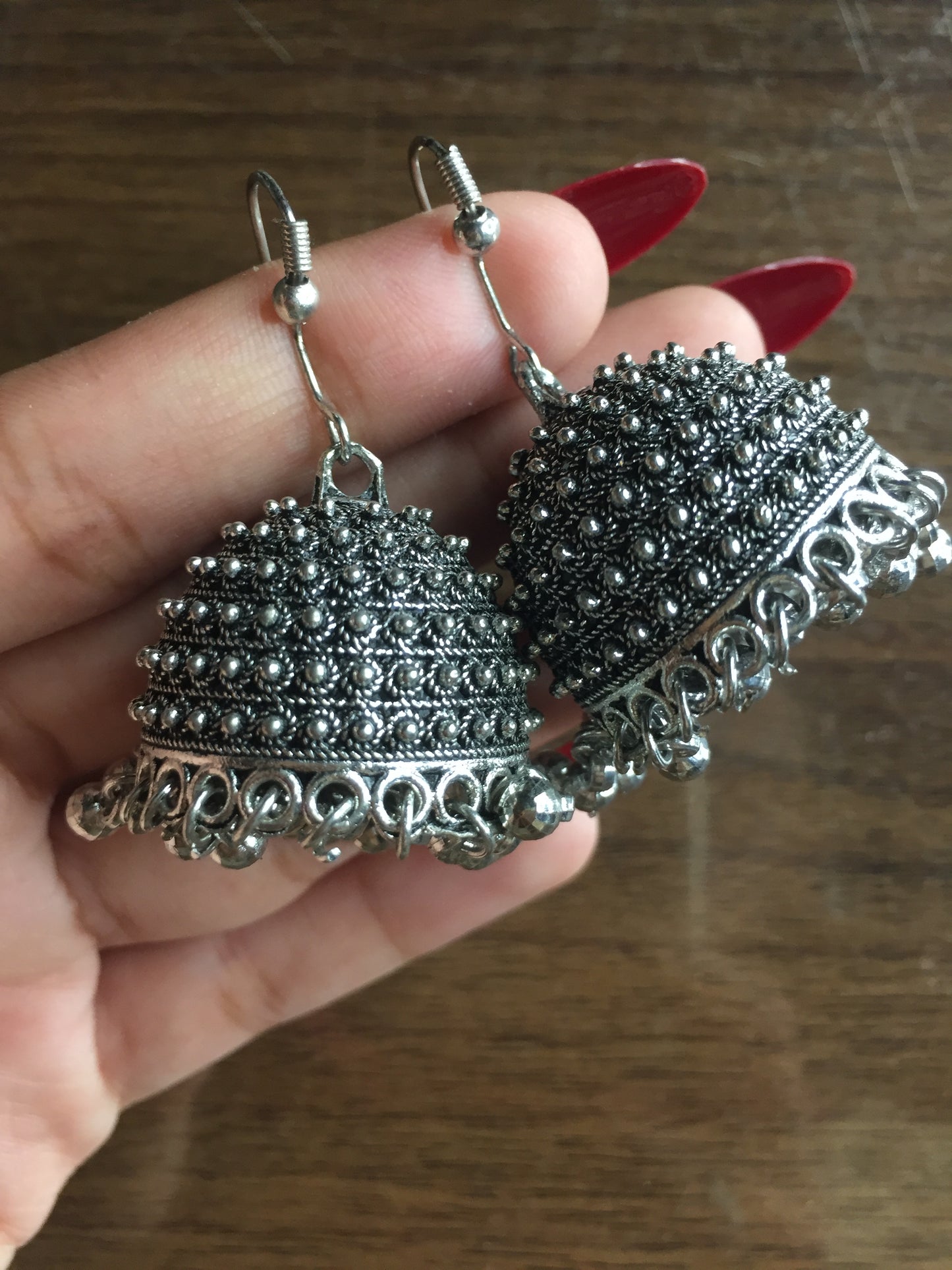 🌸 Antique Oxidized Silver Jhumka Earrings 🌸