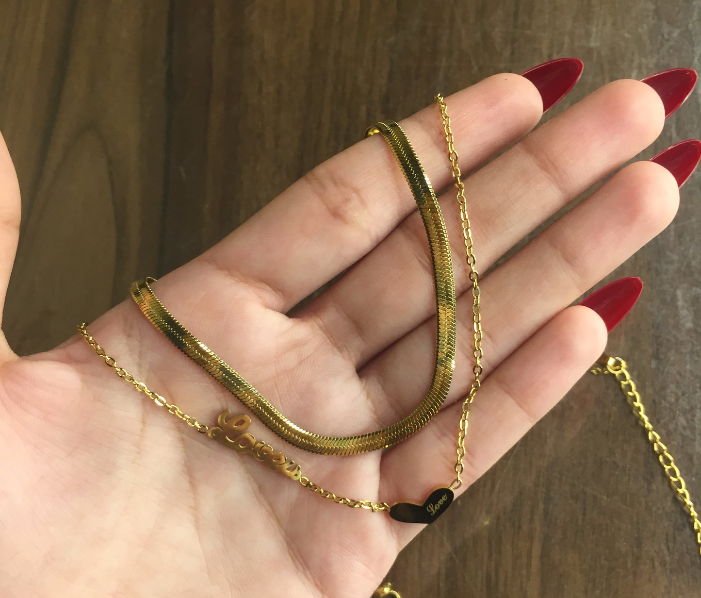 Golden Love Charm Layered Necklace