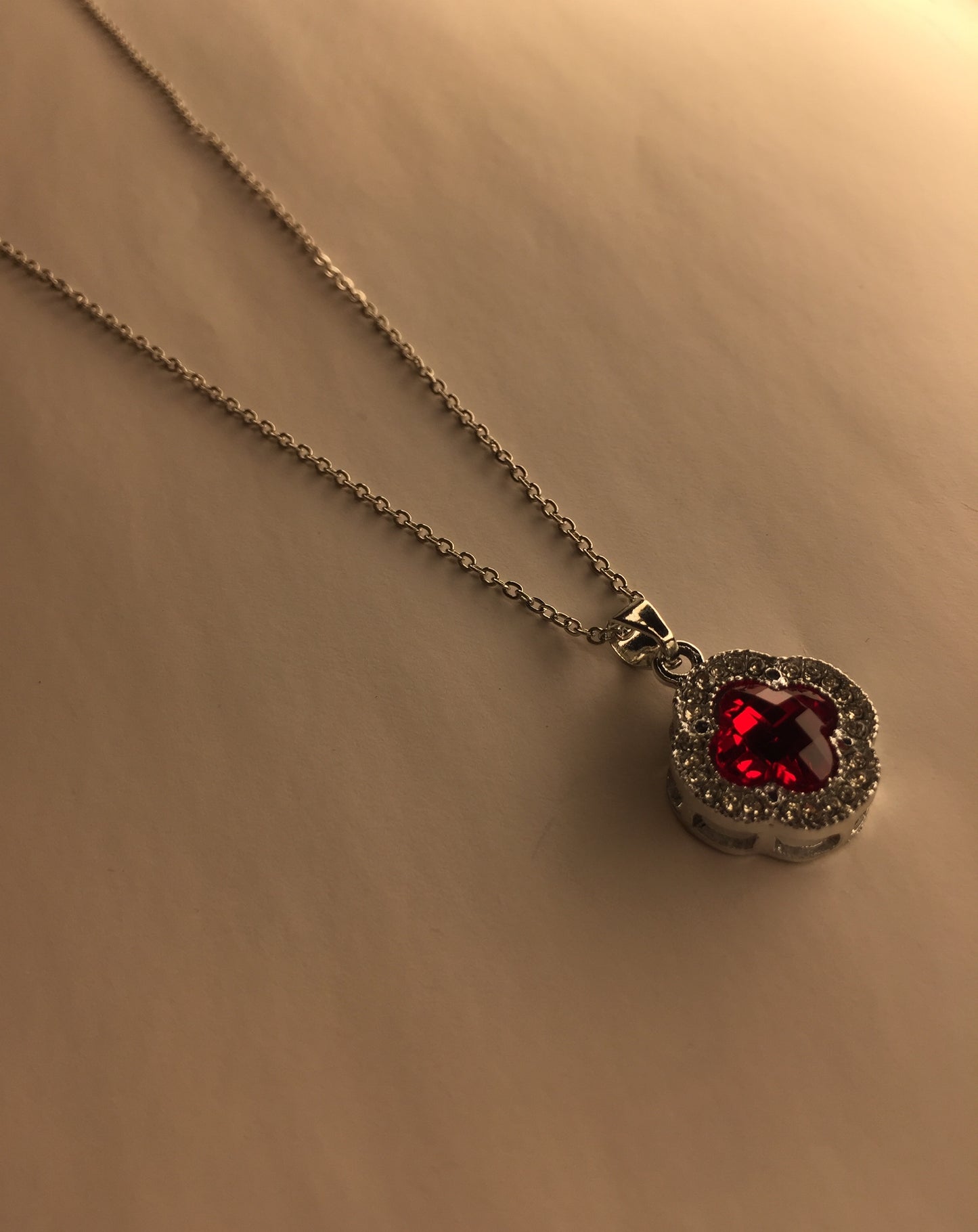 Elegant Clover Pendant Necklace with Crystal Accents