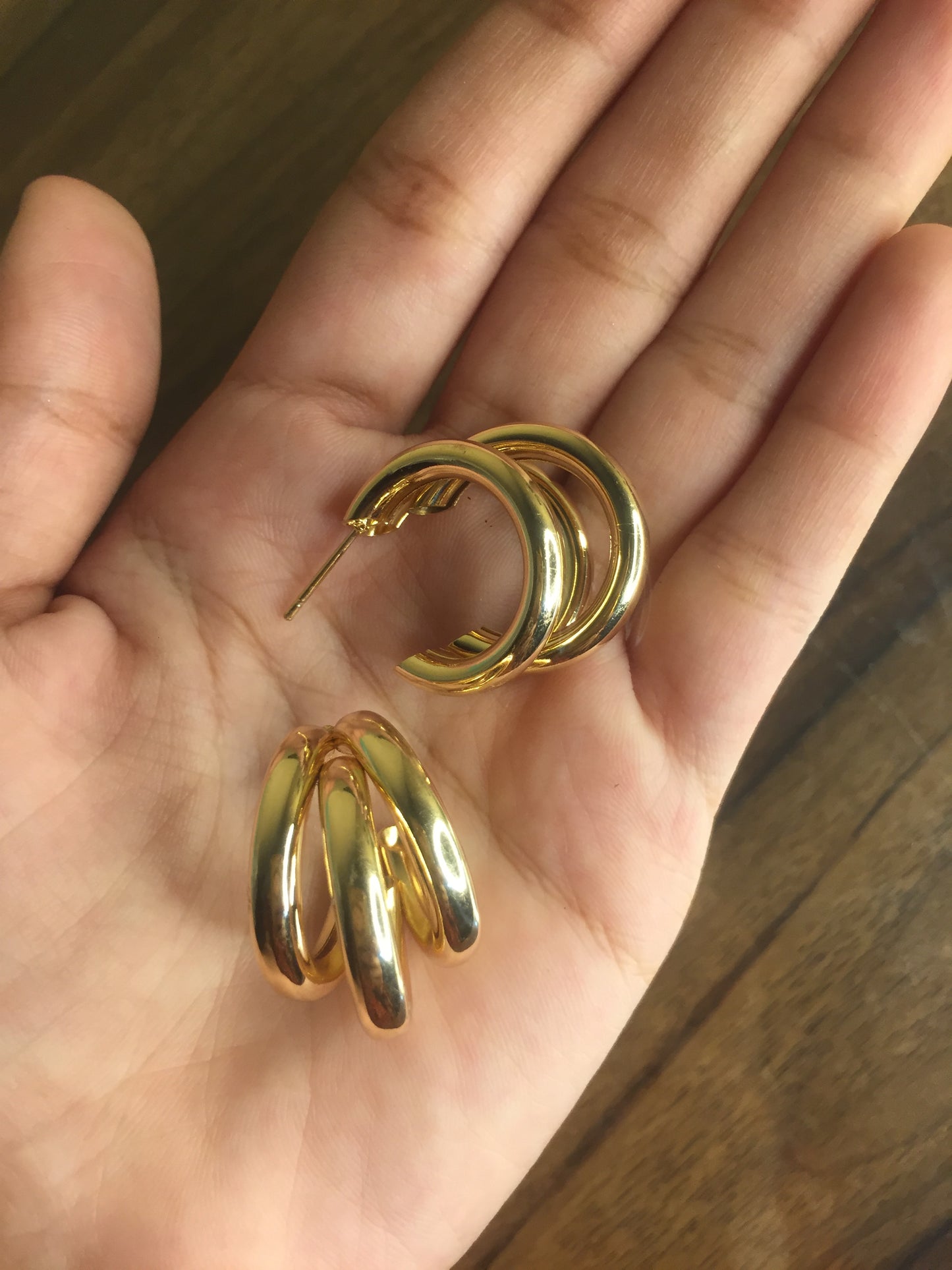 🌟 Triple Layered Golden Hoop Earrings 🌟
