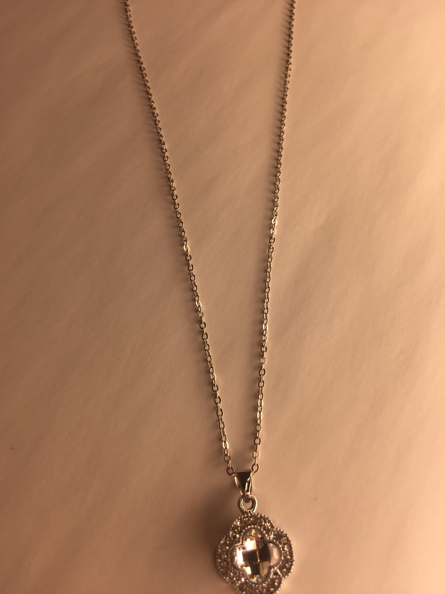 Elegant Clover Pendant Necklace with Crystal Accents