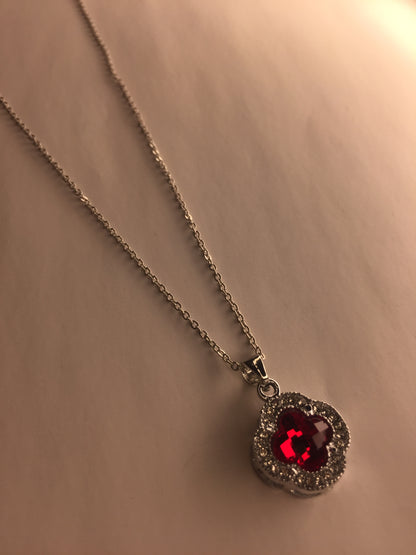 Elegant Clover Pendant Necklace with Crystal Accents
