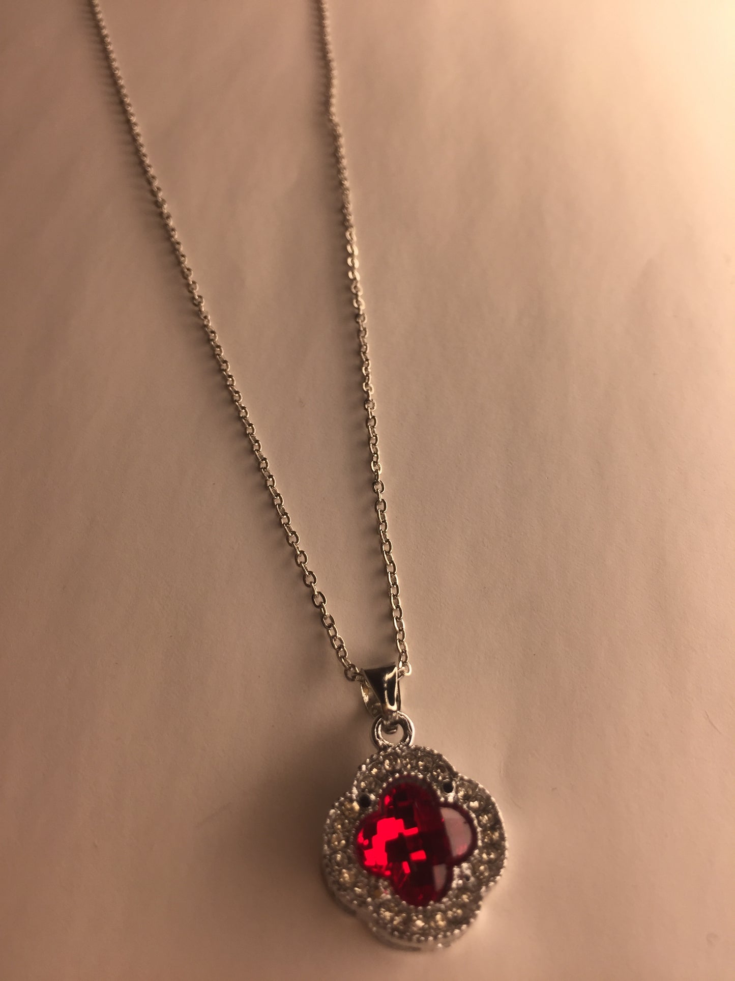 Elegant Clover Pendant Necklace with Crystal Accents