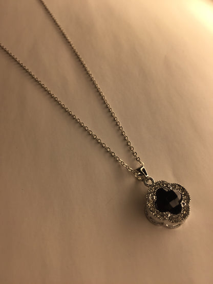 Elegant Clover Pendant Necklace with Crystal Accents