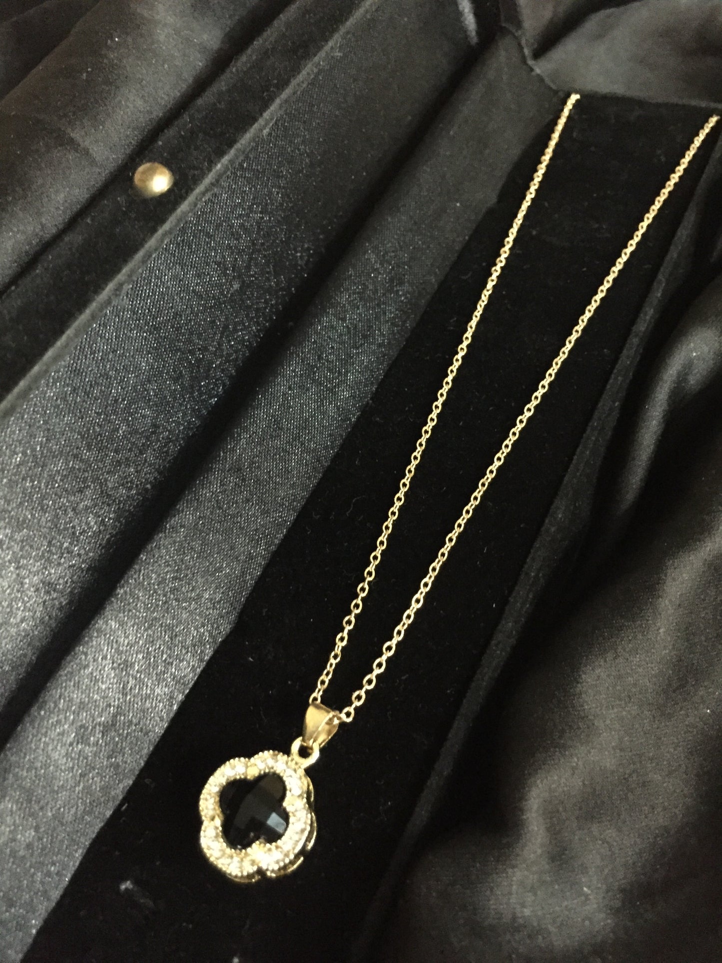 Elegant Clover Pendant Necklace with Crystal Accents