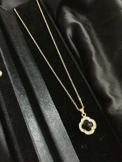 Elegant Clover Pendant Necklace with Crystal Accents