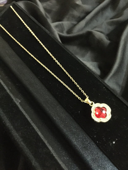 Elegant Clover Pendant Necklace with Crystal Accents