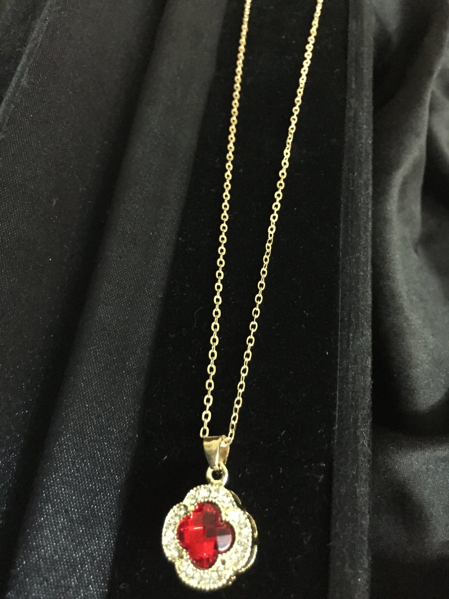 Elegant Clover Pendant Necklace with Crystal Accents