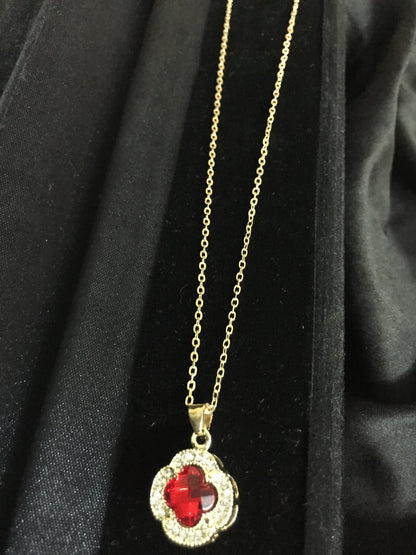 Elegant Clover Pendant Necklace with Crystal Accents