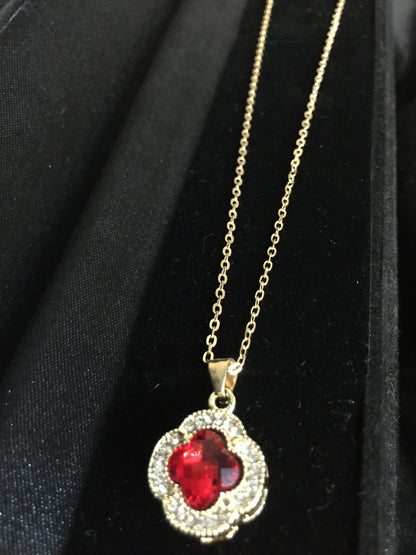 Elegant Clover Pendant Necklace with Crystal Accents