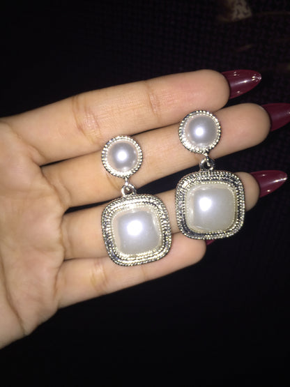 ✨ Classic Pearl & Stone Drop Earrings ✨