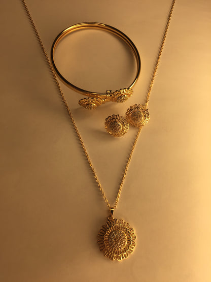 🌟 Elegant Sunflower Jewelry Set (Necklace, Bracelet, Earrings & Ring) 🌟