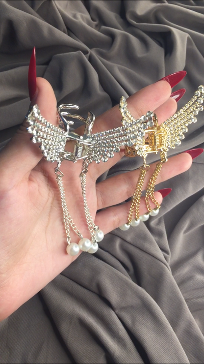 ✨ Stylish Crystal & Pearl Hair Claw Clips ✨