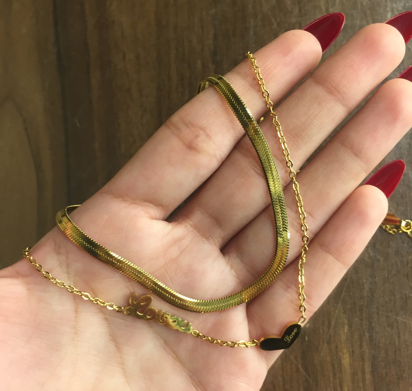 Golden Love Charm Layered Necklace