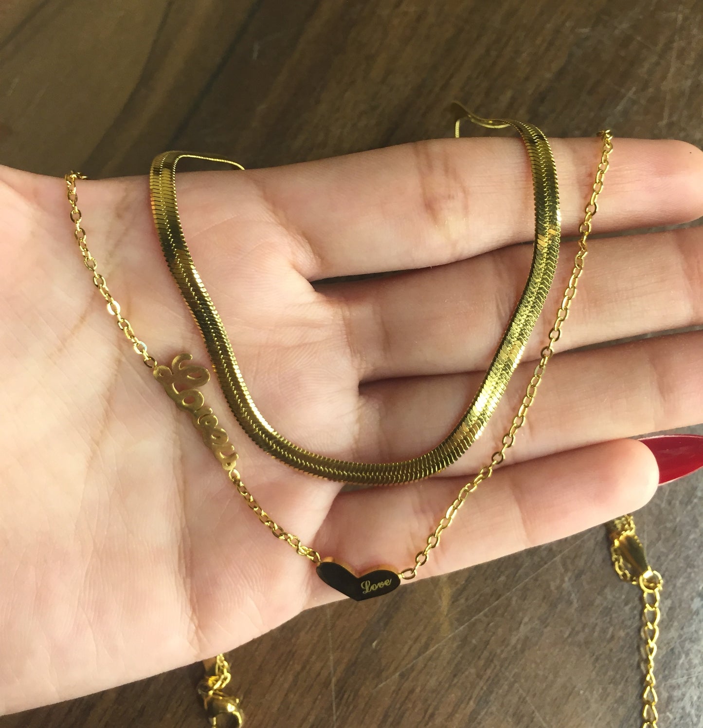 Golden Love Charm Layered Necklace