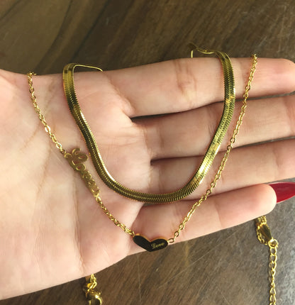 Golden Love Charm Layered Necklace