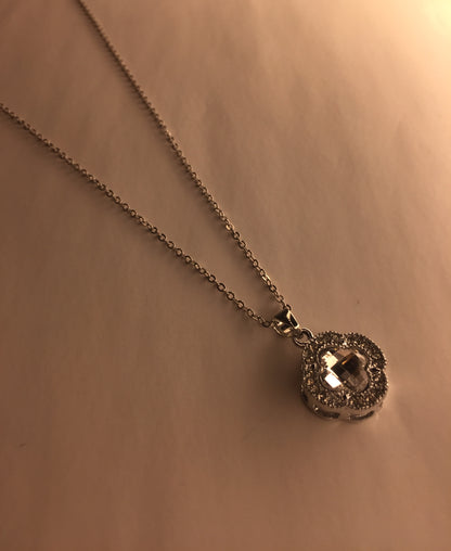 Elegant Clover Pendant Necklace with Crystal Accents