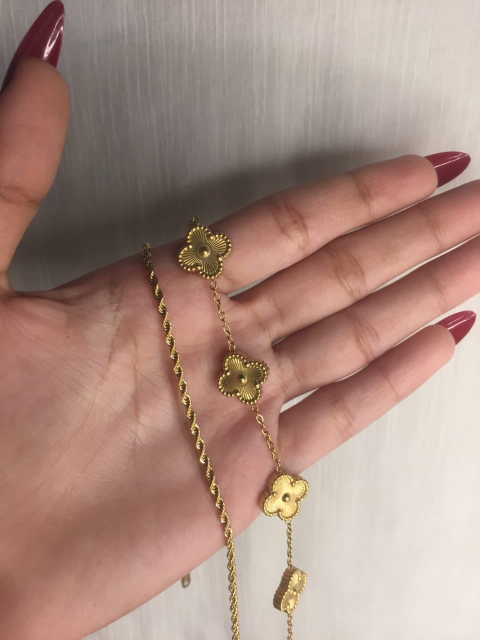 Elegant Gold Floral Charm Bracelet with Hook Closure